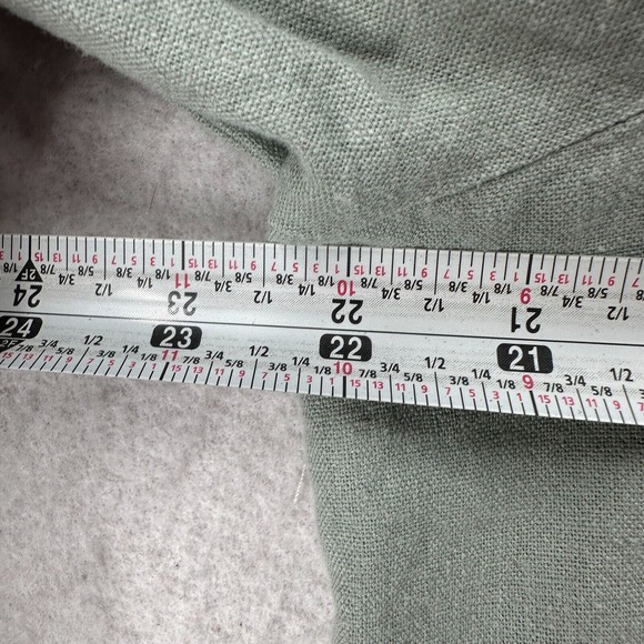 Zara Top Womens LG Linen Viscose Slouchy Sage Green Button Down Crop Blouse - Picture 13 of 15